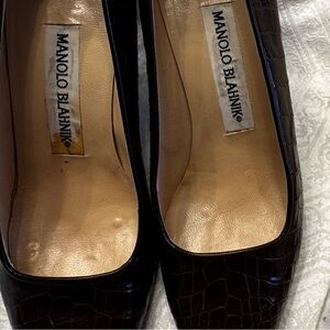 Manolo Blahnik brown Crocodile Heels
